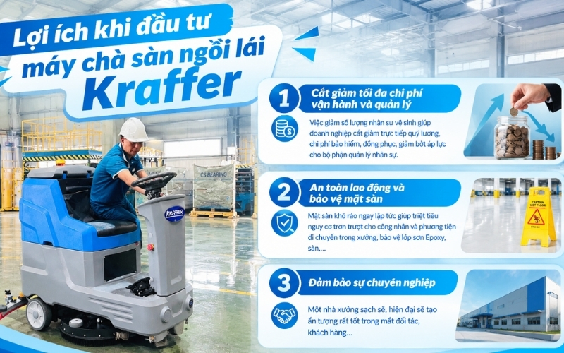 Lợi ích khi đầu tư máy chà sàn ngồi lái Kraffer  